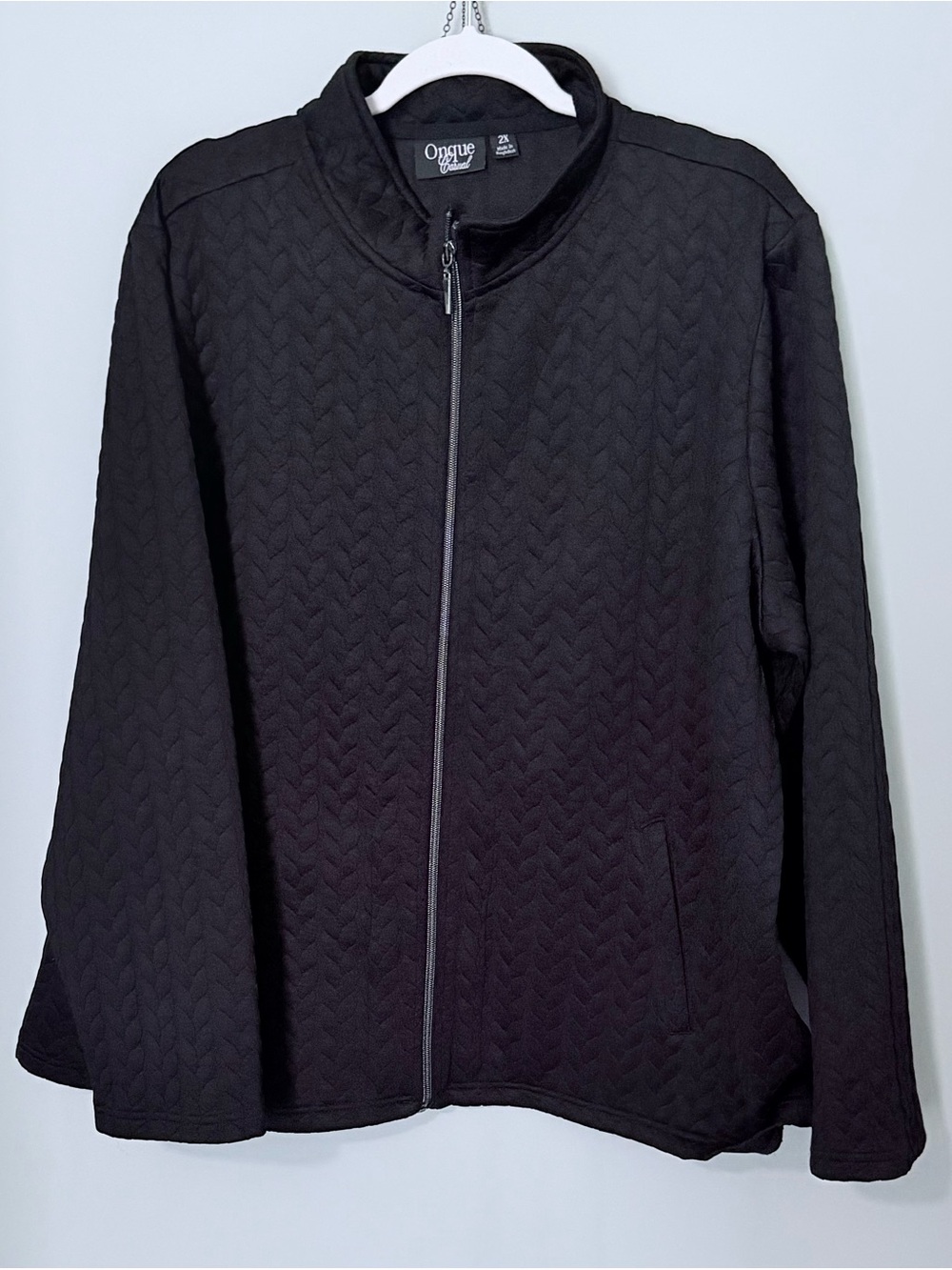 2X Black Quilted Lightweight Zipper Jacket